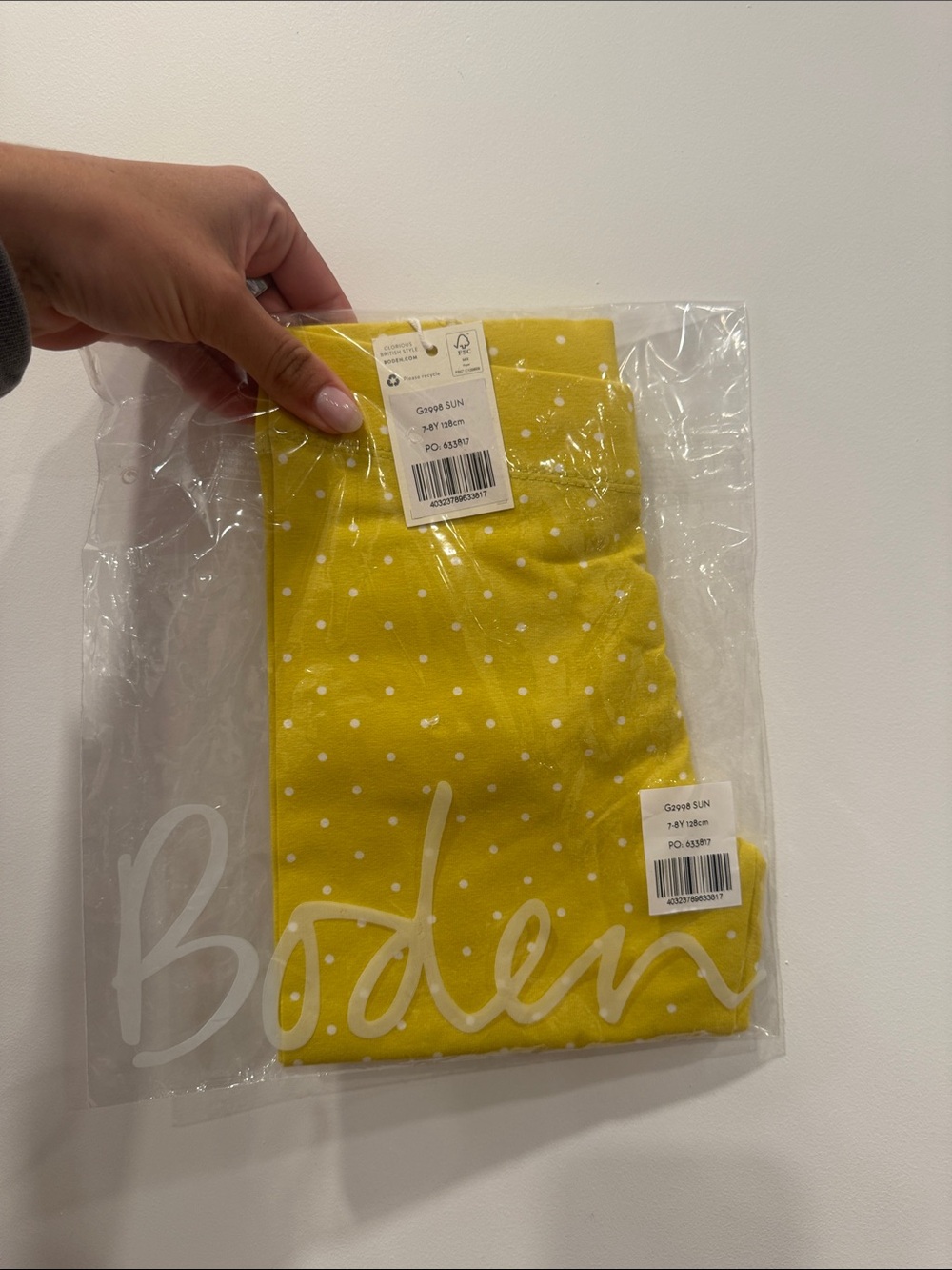Mini Boden Yellow Polka Dot Kids Leggings